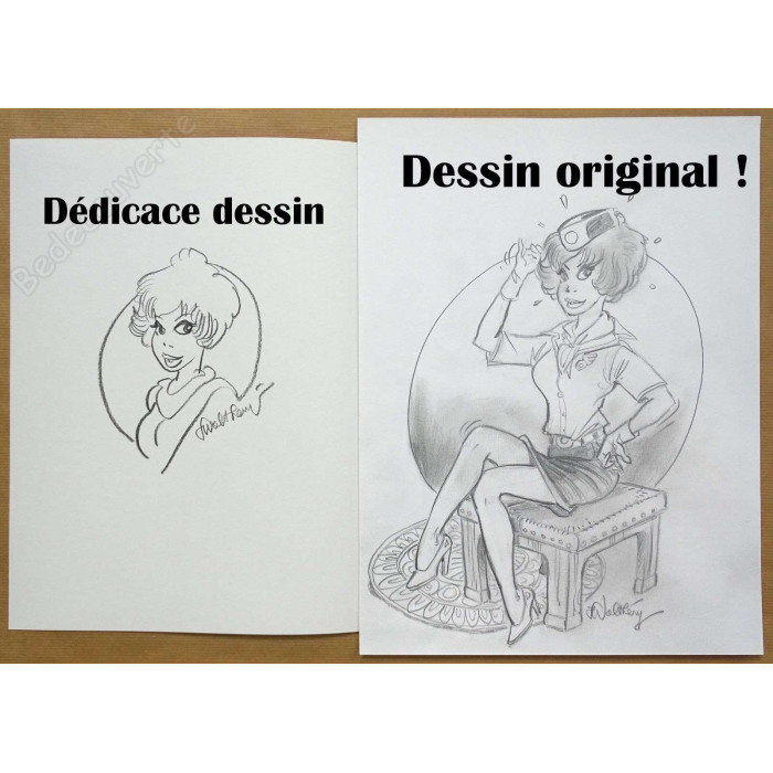 Walthéry - Portfolio Il était 7 fois n°18 + Dédicace n°77/77 + Dessin original